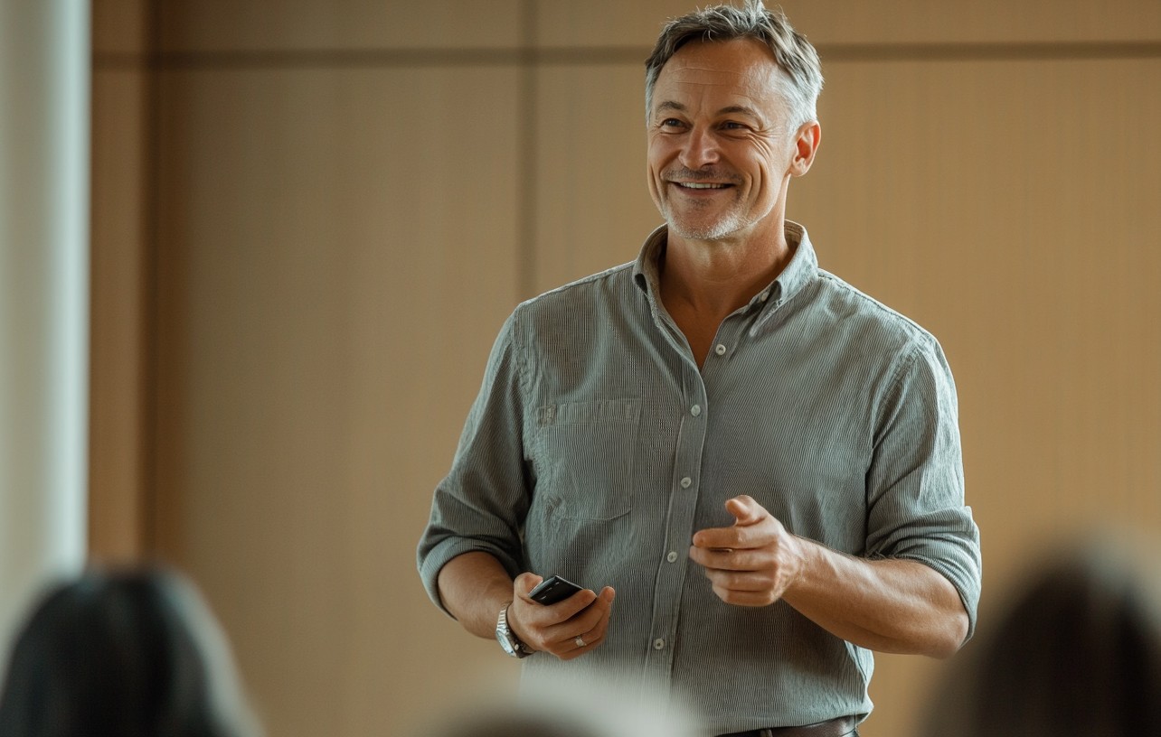 A work team around the desk